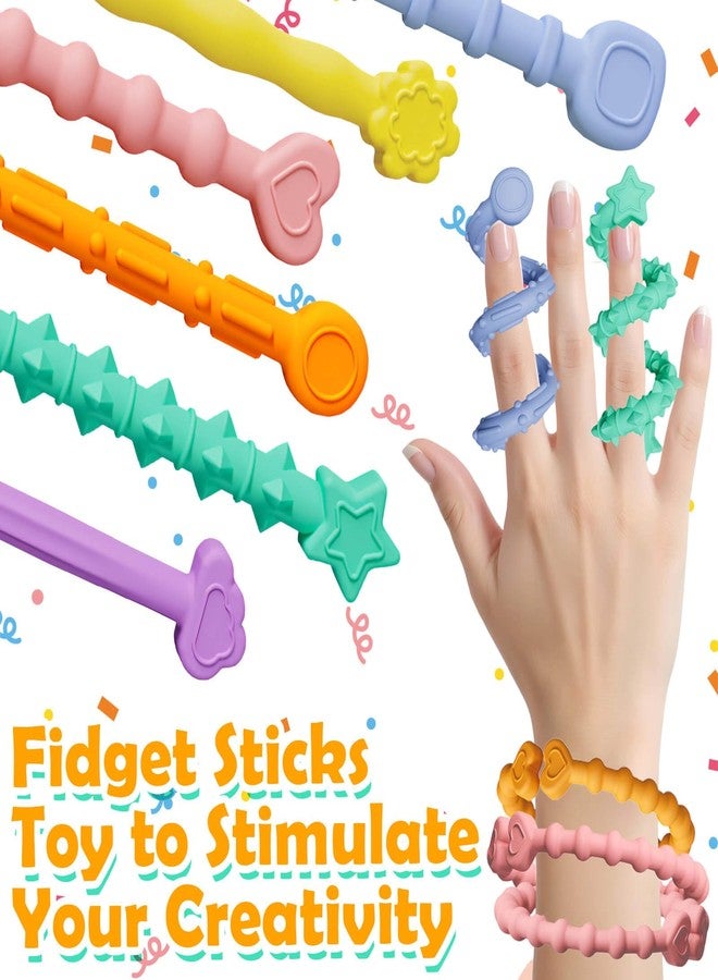 Britik Sensory Sticks Fidget Toys for Kids Adults: 6 Pack Silicone Textured Calming Sensory Toys for Anxiety Relief Kids with Autism, Classroom & Travel, Stocking Stuffers for Teen Girls Boys Kids - Image 2